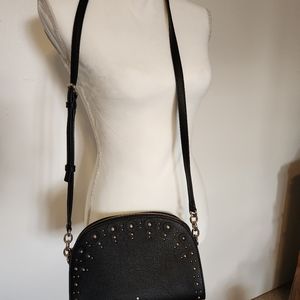 Womens Black studded Dome crossbody bag.
